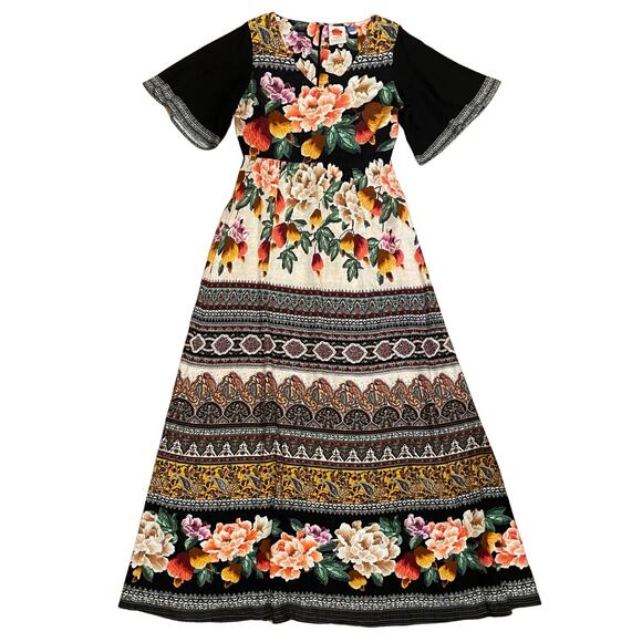 Farm Rio Esmeralda Floral Maxi Dress | Cottagecore, Boho Peasant S Sold Out Rare - Picture 1 of 8